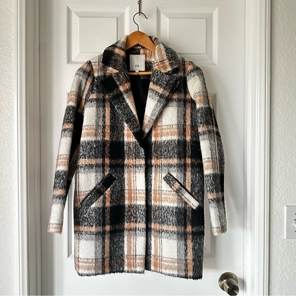 River Island Jackets & Blazers - River Island fuzzy checkered / plaid coat